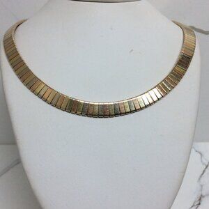 14K YELLOW SOLID REAL TRI COLOR GOLD  OMEGA FLEXIBLE NECKLACE CHAIN 16''   34.20